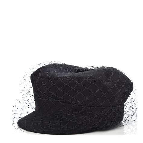 CHRISTIAN DIOR Cotton Canvas Arty Cap with Veil 